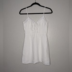 Reformation White Eyelet Lace Coquette Feminine Linen Babydoll Mini Dress 4